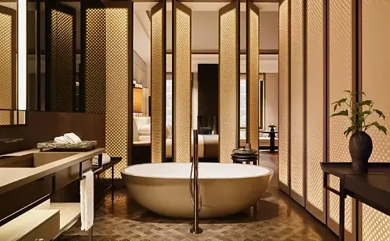 Badezimmer einer Suite im Aman New York