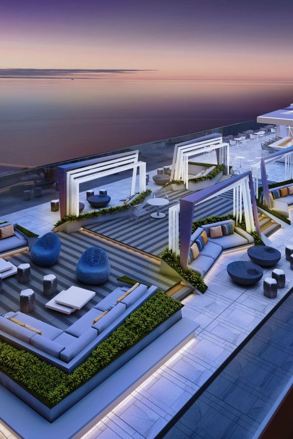 Rooftop-Lounge mit Blick auf den Indischen Ozean, Cinnamon Life Colombo.